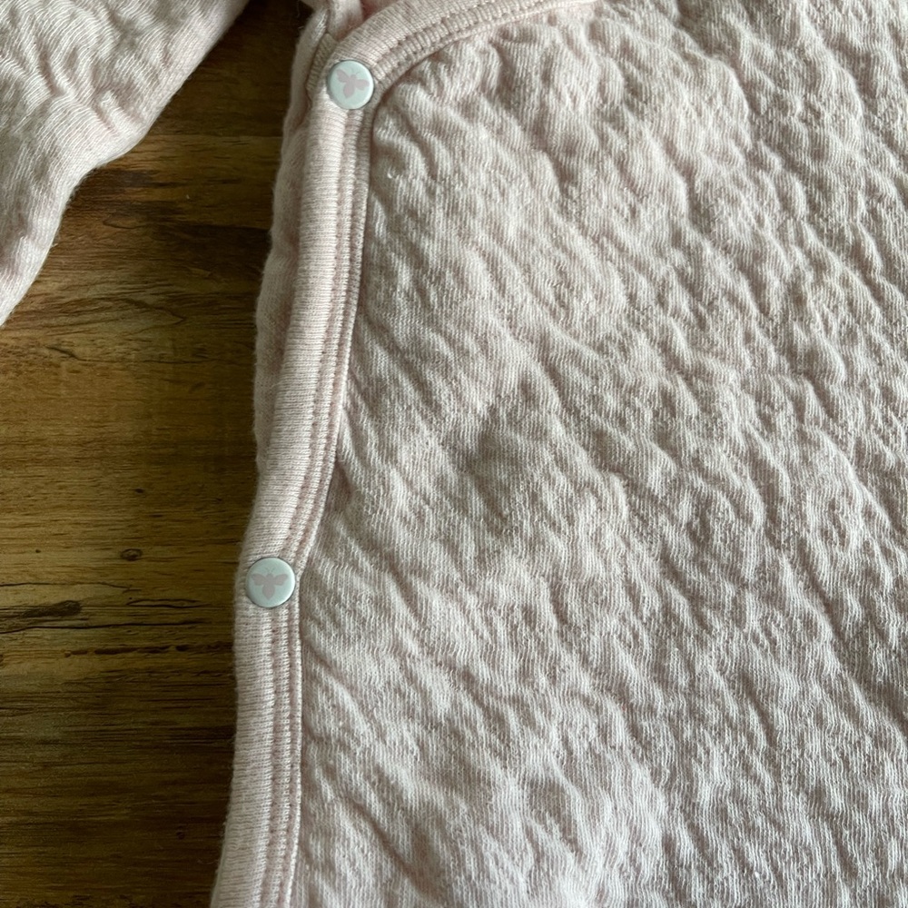Burt's Bees Baby Organic Cotton Quilted Bee Wrap Front Pink Jumpsuit 6-9 month - Picture 5 of 7
